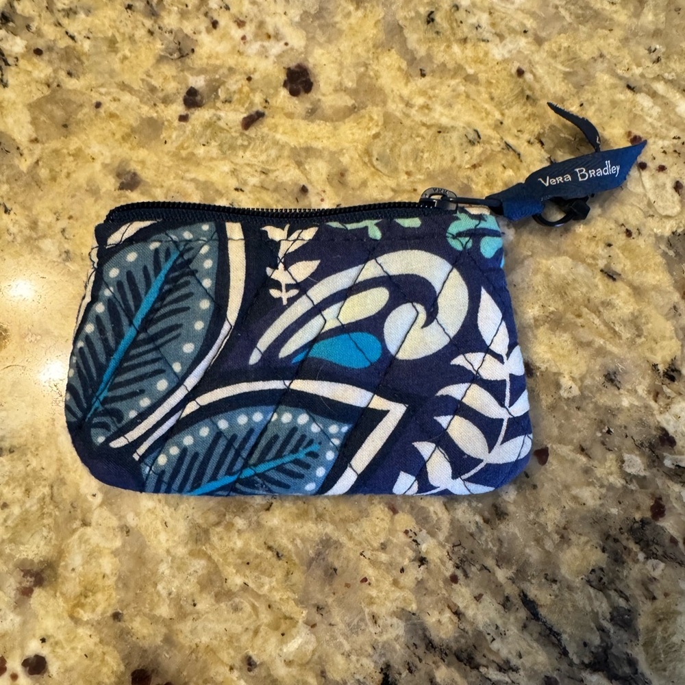 Vera Bradley Navy and Teal Floral Coin Pouch